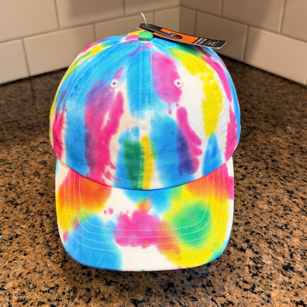 Newhattan Tie Dye Dad Hat Adjustable Strapback Cap Rainbow Multi Color One Size